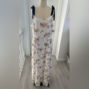 GB Floral Cream / blush sleeveless Maxi Dress with Black Straps.